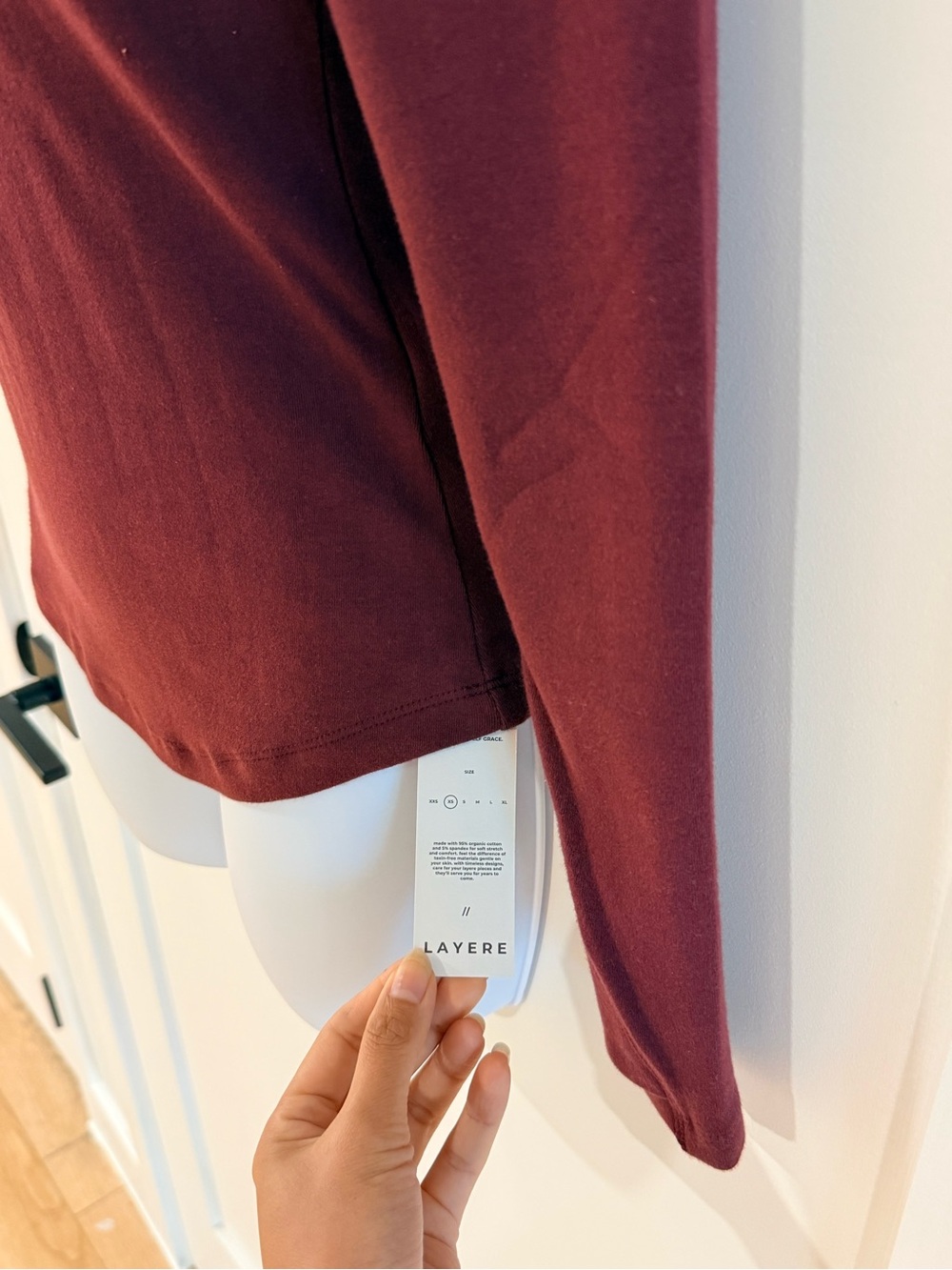 LAYERE Organic Cotton Full length Long Sleeve Top Cherry Red Brandnew - Picture 6 of 13